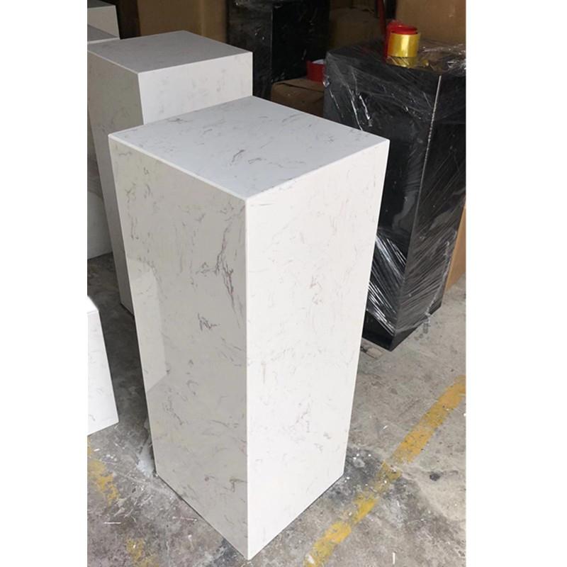 白色大理石底座玄关落地摆件客厅售楼处轻奢雕塑展示台石墩花架台