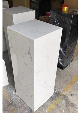 白色大理石底座玄关落地摆件客厅售楼处轻奢雕塑展示台石墩花架台