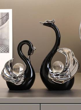 现简约水晶情天鹅摆件轻奢家居侣客厅餐YA833400边柜酒柜电视代柜