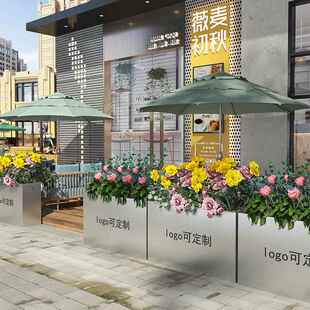商场入口金属花箱酒店户外花槽学校安全花器景区广场步道隔离花坛