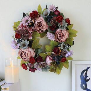 Vintage Spring Peony Wreath European Country Wedding Hanger