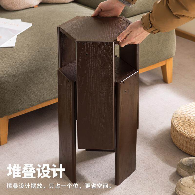 凳全实木家实用可叠放组合六角凳组合六子角凳客厅来客备用结耐用