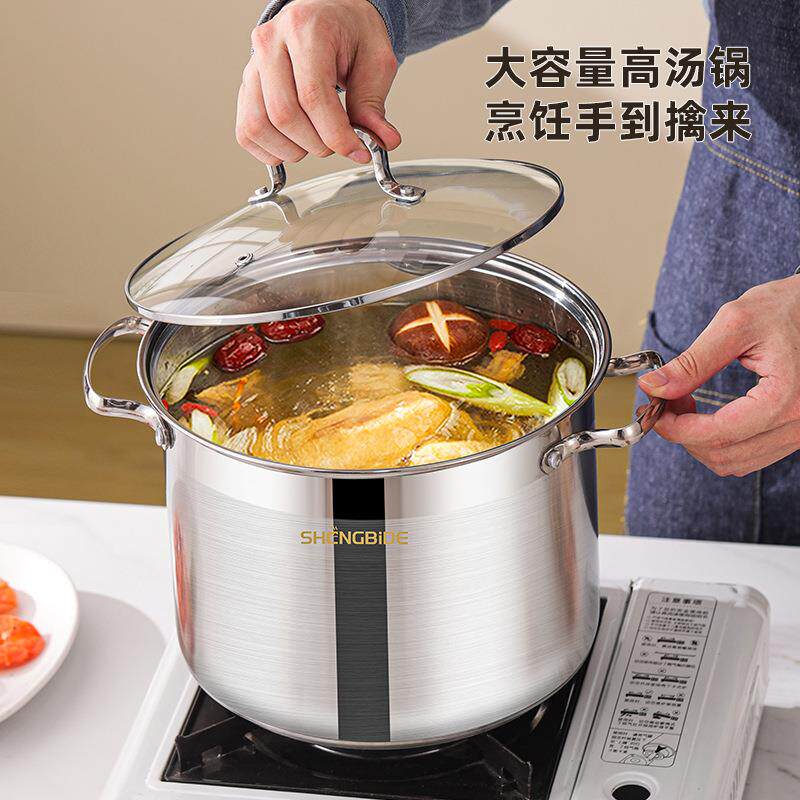 东南亚热卖厨具不锈钢加厚锅具12件套加高汤锅大容量煎锅组合套件