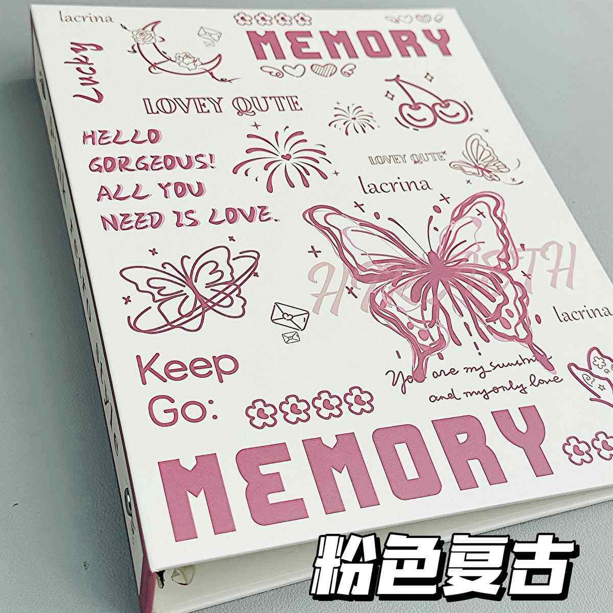 原创手绘粉色复古卡册A5活页四宫格相册爱豆专辑小卡追星收纳册本
