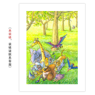 新品捡漏国潮艺术家仁人爱物【家长的兔崽子】限量版画儿童房装饰