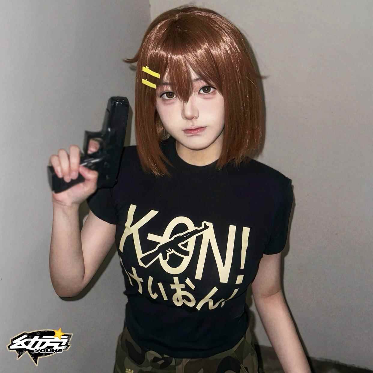 幼壳虚拟原创轻音少女cos私设自搭动漫印花夏季正肩修身短袖T恤