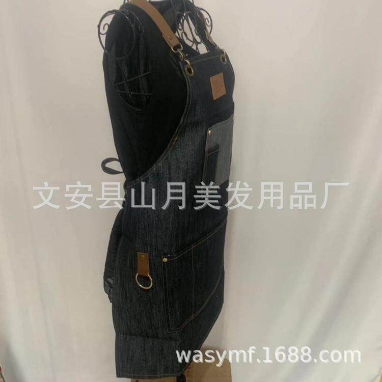 新款直销牛仔围裙韩版时尚发廊美发咖啡奶茶店蛋糕店烘培美发师服