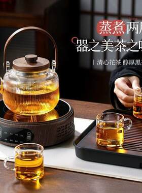 家用泡茶壶小型蒸煮炉烧水点套装电陶炉煮茶器两用款艾灸泡茶壶