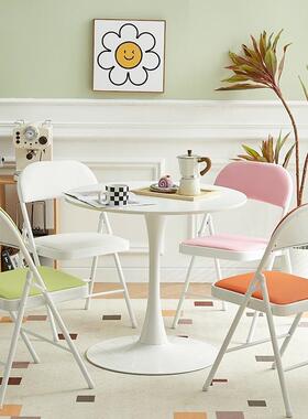 厂家公宿舍家用简易便携软包背电脑椅办室BSI培训靠厚折叠加椅子