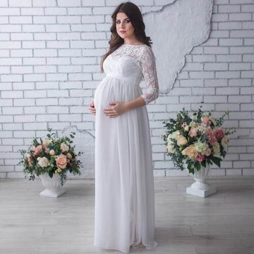 Lace patchwork floor length dress