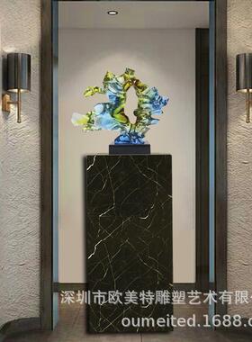 网咖啡色自然理大理底石雕塑座采购工厂家各大理石底规纹格艺品摆