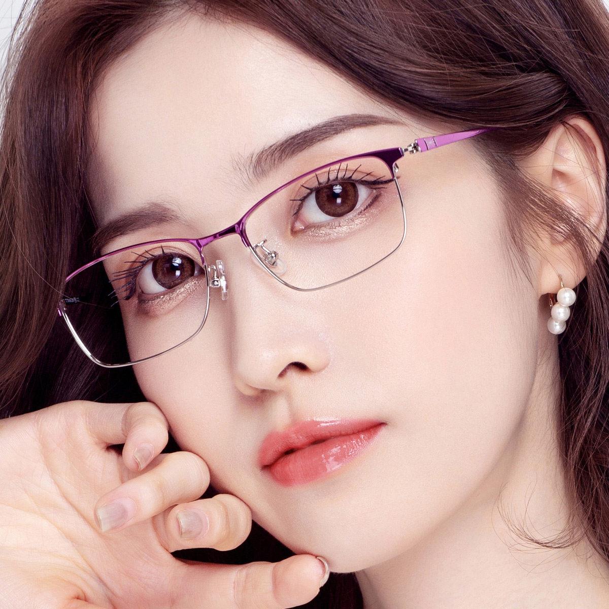 纯钛近视眼镜女超轻平光护目镜防蓝光变色配眼镜有度数老花