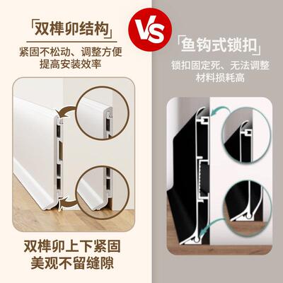 奶油风铝合金踢脚线卡扣式超薄贴脚线6cm8厘米不锈钢金属地脚线条