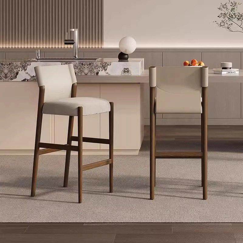 家用高脚椅马鞍皮中古风高档实木吧椅咖啡厅高脚凳设计师岛台椅,住宅家具,家用高脚椅,淘宝优惠券,粉丝福利购,淘宝优惠卷