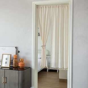 打孔厨房棉麻半截帘卧室双面布帘通用门帘免家用柜系遮挡四季日