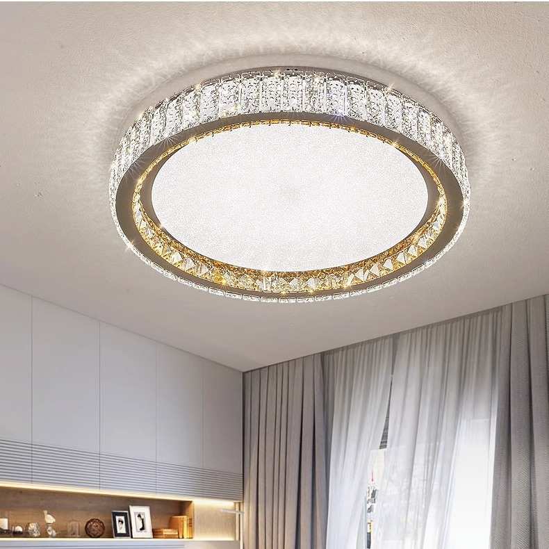 水晶吸顶灯2024年超薄轻奢新款LED高档现代简约网红温馨主卧室灯