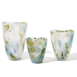 轻奢高级感中古花纹玻璃花瓶客厅摆件高档餐桌电视柜插花装 饰花器