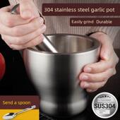 304不锈钢杵家用手动捣碎机捣石臼蒜蓉臼蒜蓉臼研磨臼