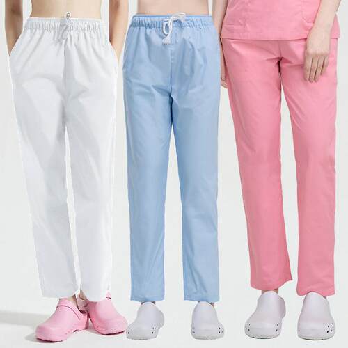 Individual color nurse pants, elastic waistband, tied with