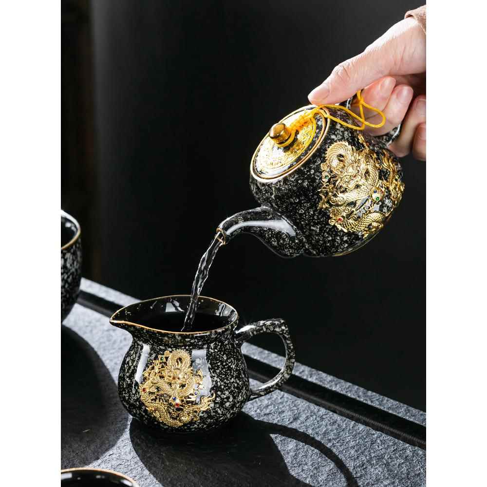 正品金镶玉建盏茶碗套装变功夫茶具整套茶壶茶杯泡茶办公礼品窑茶