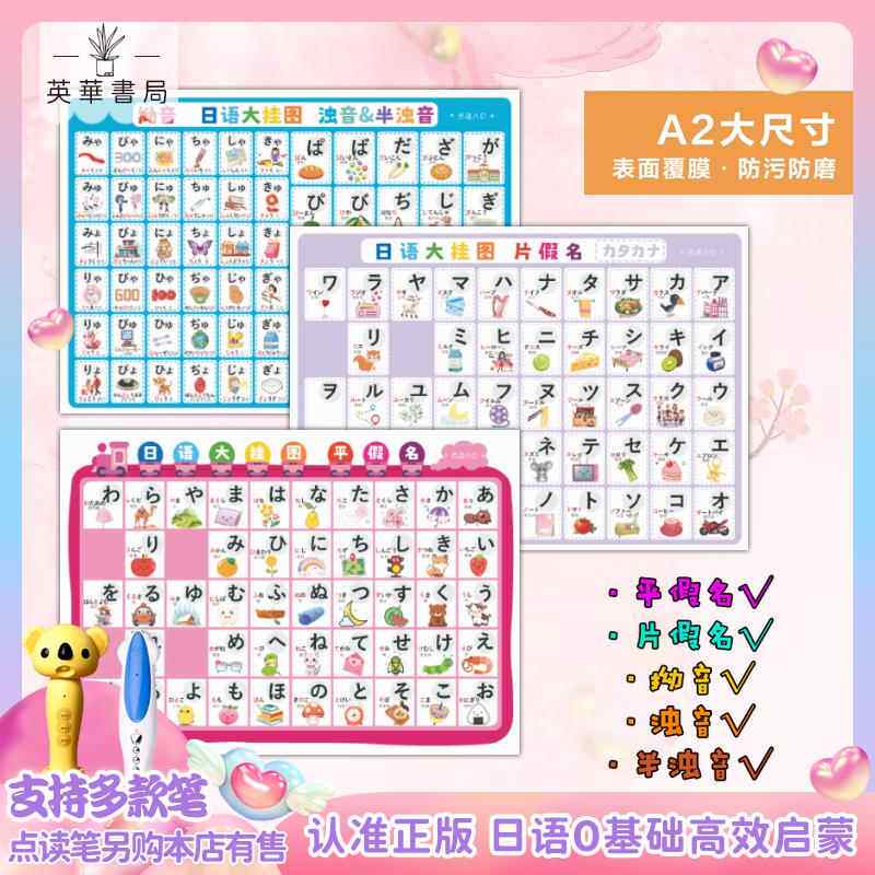 点读版日语五十音图挂图卡片桌游日语50音0基础入门儿童启蒙学习