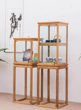 博物馆展示柜新中式玻璃展柜精品珠宝展台古玩货架大石头摆件展架