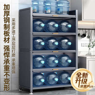 厨房置物架落地多层收纳柜子微波炉家用带门多功能橱柜防尘储物柜