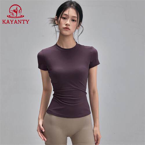 KAYANTY薄款速干高弹运动上衣显瘦普拉提训练T恤夏季瑜伽服短袖