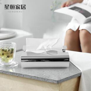 西厅纸巾收纳档 高轻奢不锈钢纸盒餐厅餐纸巾收异形口纸纳夹巾欧式