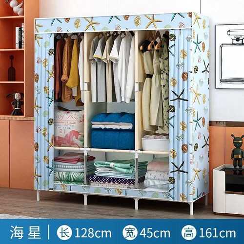 简易经济型现代简约衣柜衣柜加固艺家组装出租房用布用布卧室单人