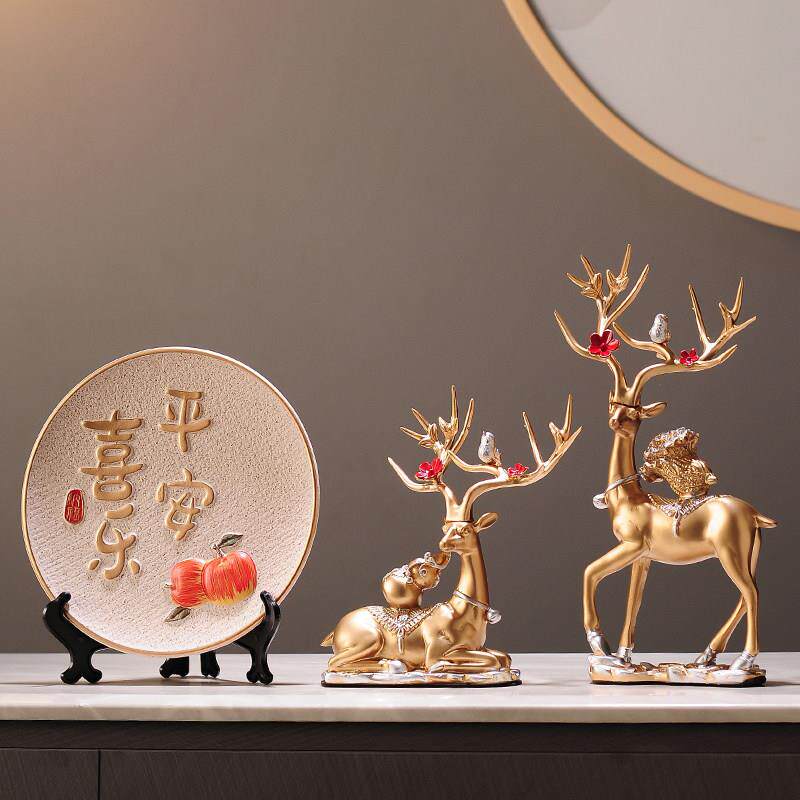 平安喜乐摆件事事如意柿子客厅电视柜酒柜入门玄关新年春节装饰品