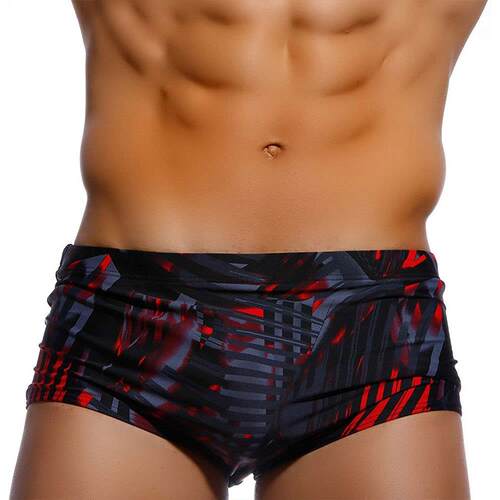 Men's Black and Red Phantom Abstract Small Flat Corner