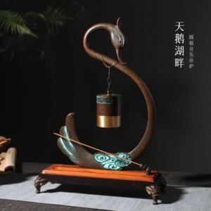天鹅音乐香炉新中式创意悬挂式熏香炉如意吊炉仿古线香炉家居摆件