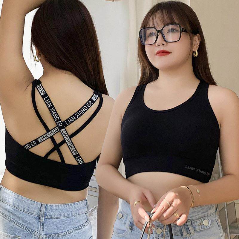 新款直销大码银丝字母美背胖妹200斤交叉肩带裹胸 透气乳胶打底聚