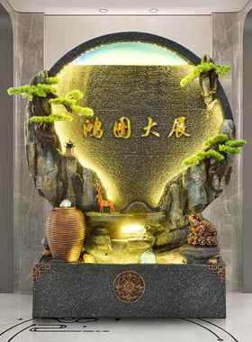 水幕墙假山喷泉摆件流水屏风客厅玄关落地装饰风水轮生财庭院景观