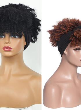 Ms. Cang's headscarf, wig, headband, spring, small curls,