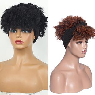 Ms. Cang's headscarf, wig, headband, spring, small curls,