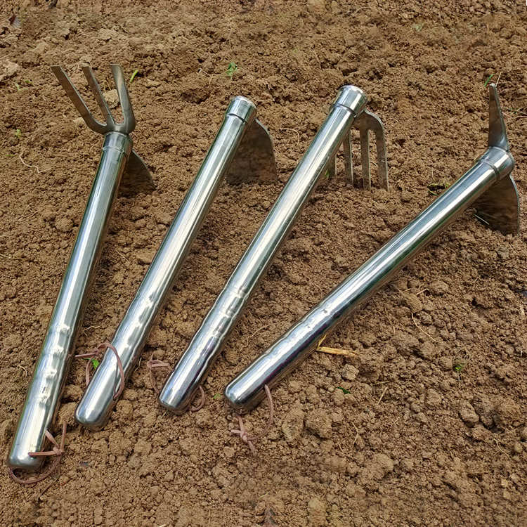不锈钢钉耙园艺工具不锈钢两用小锄头种菜种花加长加厚锄头农用