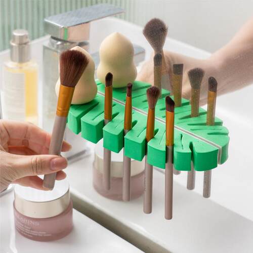 Leaf-shaped Cosmetic Brush Wall Mount Organizer for Drying a