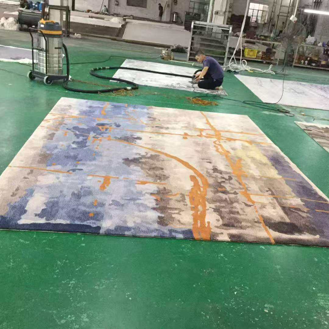 源头工厂高级羊毛竹纤维多色渐变手工地毯别墅客厅房间大户型家居