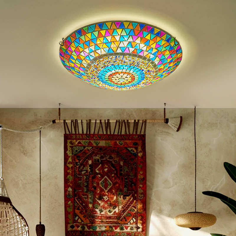 复古浪漫土耳其马赛克彩色吸顶灯咖啡厅西餐厅酒馆玄关楼道走廊灯,家装灯饰光源,智能吸顶灯,淘宝优惠券,粉丝福利购,淘宝优惠卷