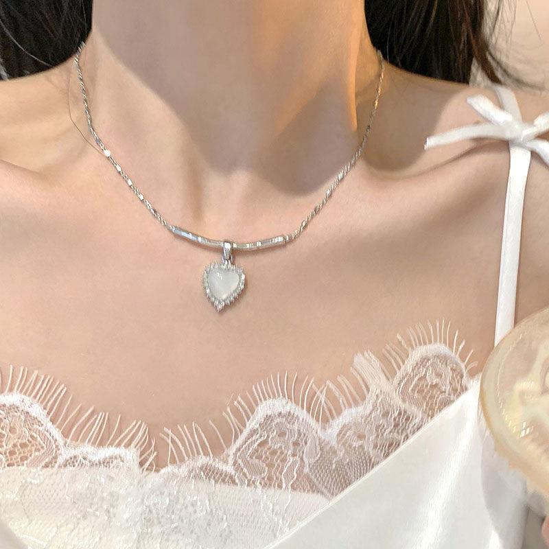爱心锆石项链女夏甜酷风