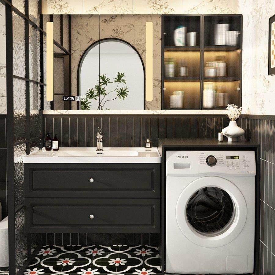 法式复古浴室滚筒洗衣机陶瓷一体组合柜陶瓷洗手卫生间洗漱台阳台,家装主材,浴室柜,淘宝优惠券,粉丝福利购,淘宝优惠卷