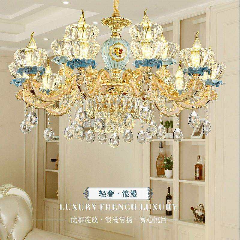 客厅吊灯欧式大气奢华别墅家用主灯餐厅饭厅卧室简欧全套水晶灯具