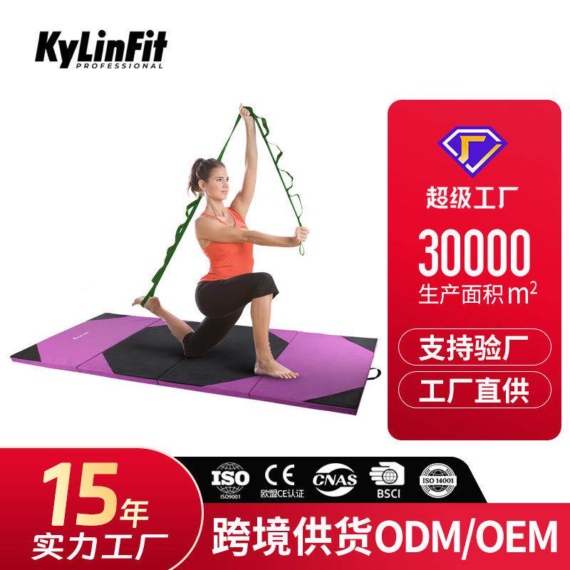 体操垫 舞蹈垫子四折叠海绵垫仰卧起坐垫体育PU皮革练功垫空翻垫