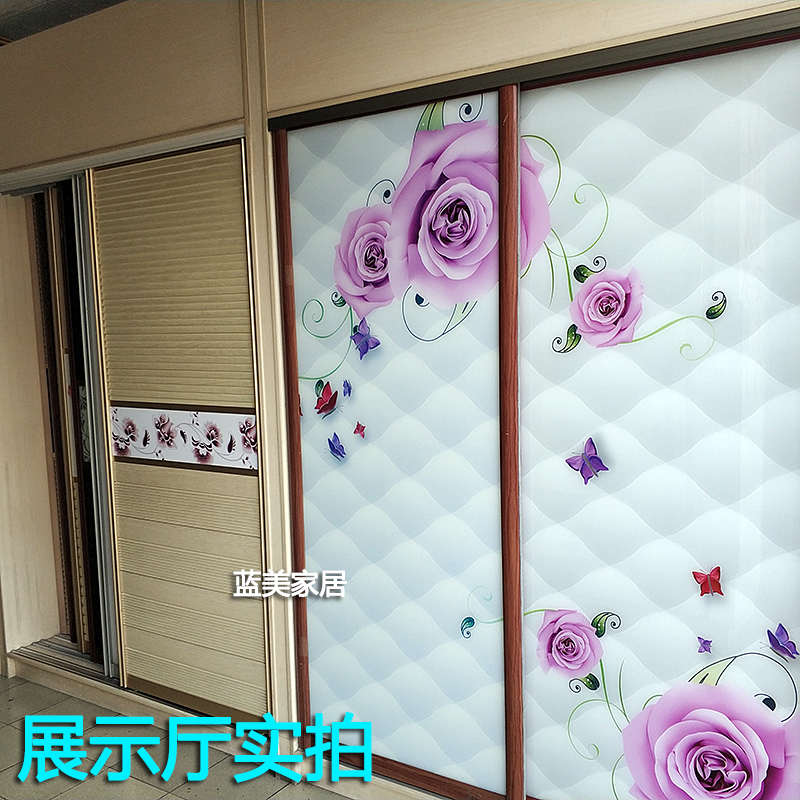 厂家强化艺术钢化防爆玻璃门壁橱2趟门滑推拉磨砂衣柜3门来图定制