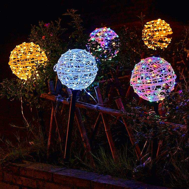 太阳能藤球灯落地彩灯插地草坪庭院花园户外防水装饰小夜灯景观灯
