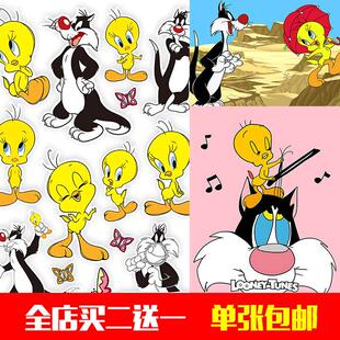 崔弟与傻大猫80年动画海报代宿舍同款图片装饰壁画防水自粘挂画