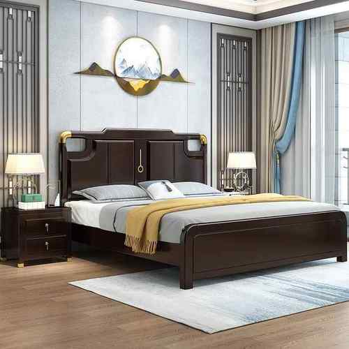 新1811#大中式实木床卧1米8双人现代简约主室1米5中国风高箱储床