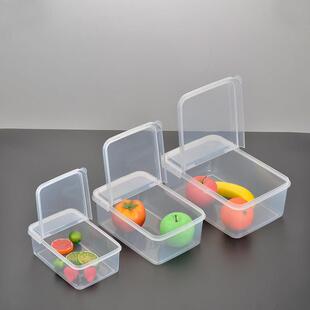 厨房透明翻盖塑料保鲜盒食品展示盒半掀开 摆摊盒子长方形带盖子